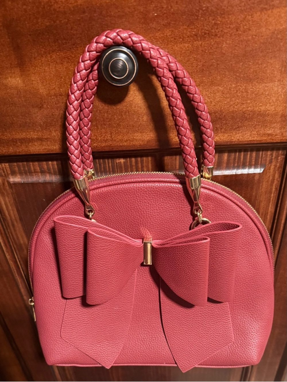 Women’s Bow Accent Dome Satchel - rusty/pinkish color